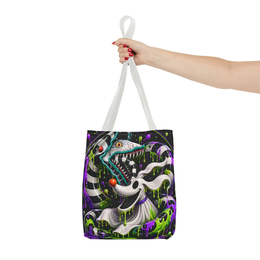 Ghostly sandworm and zero Horror Tote Bag – Neon Art Printify