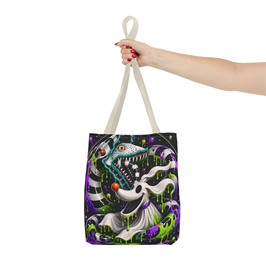 Ghostly sandworm and zero Horror Tote Bag – Neon Art Printify