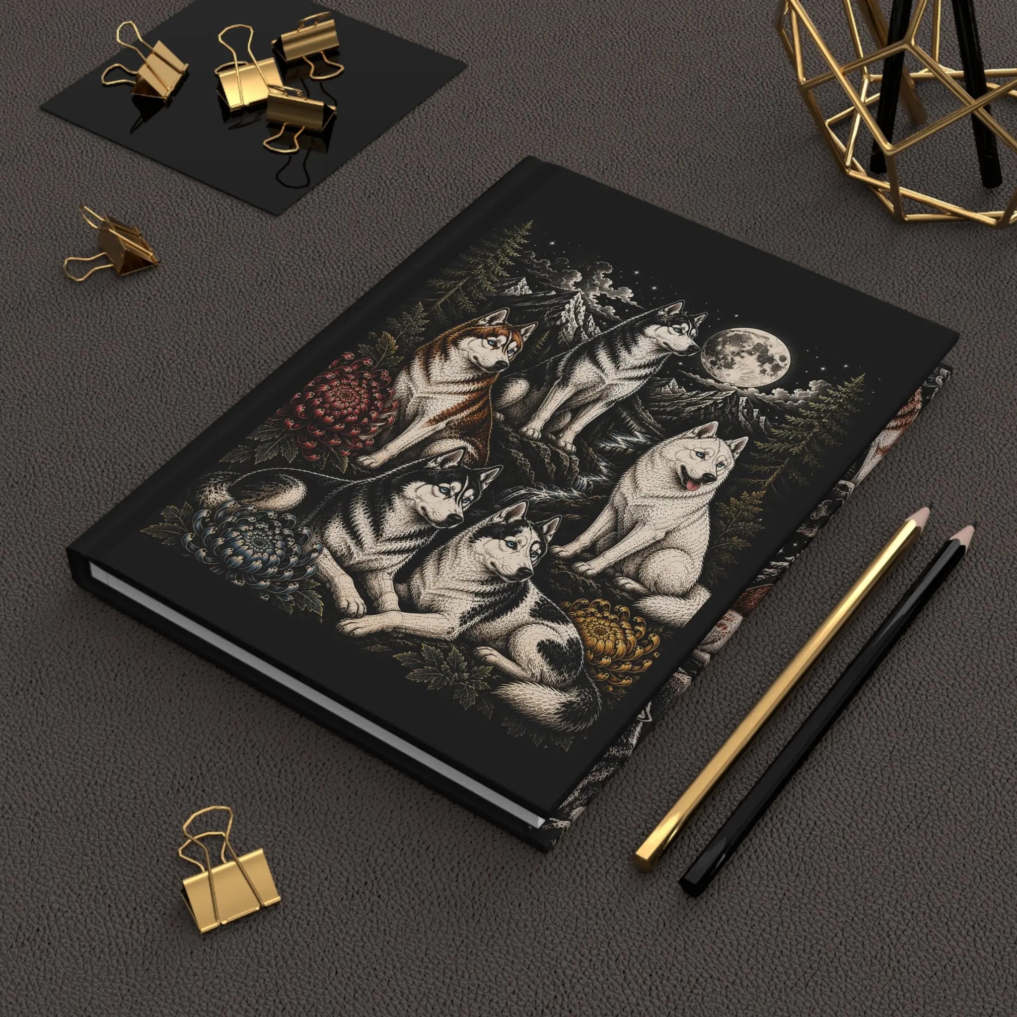 Hardcover Journal huskies Printify