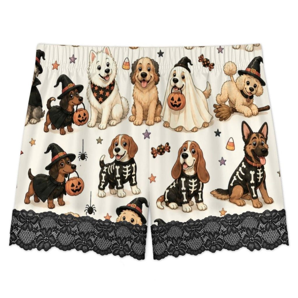 Women Cami Lace Pajama Set halloween dog pattern