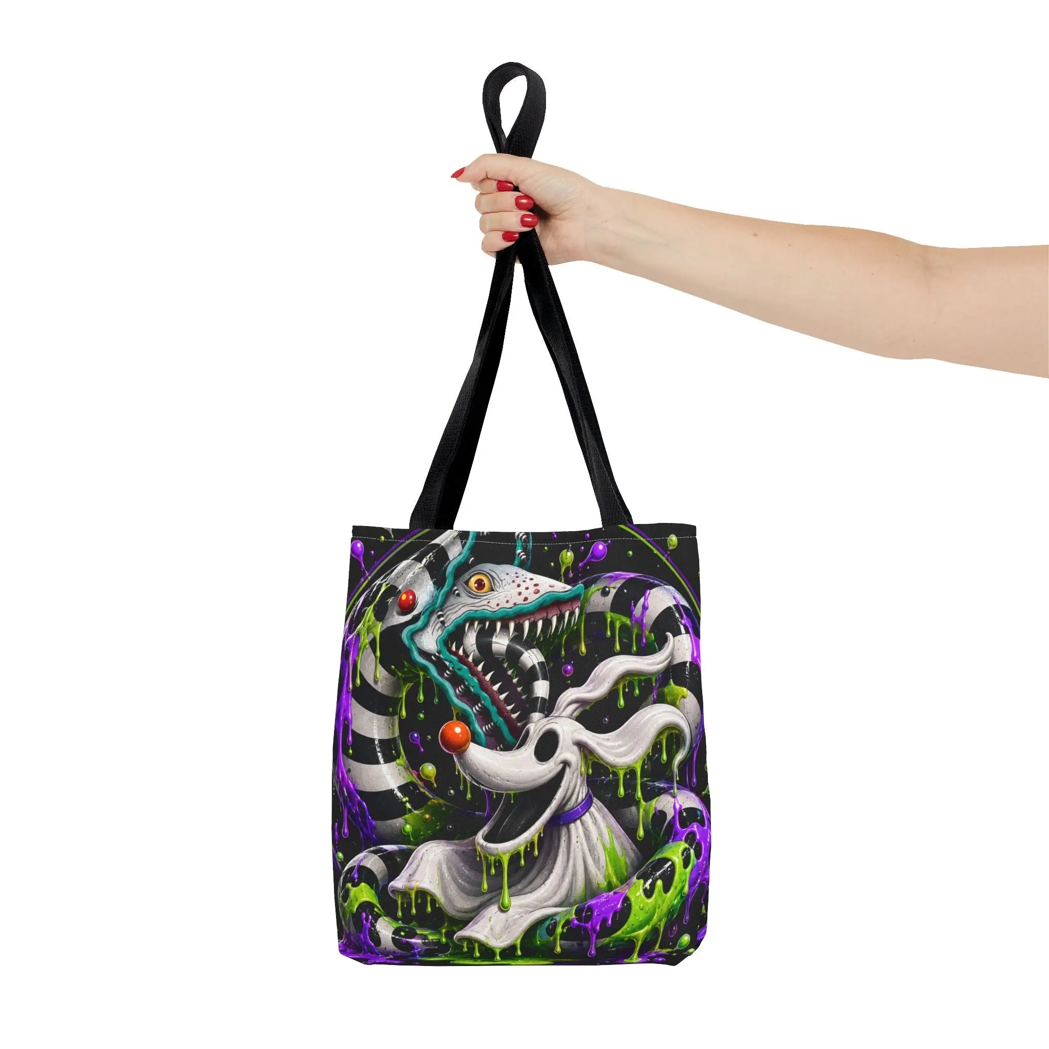 Ghostly sandworm and zero Horror Tote Bag – Neon Art Printify