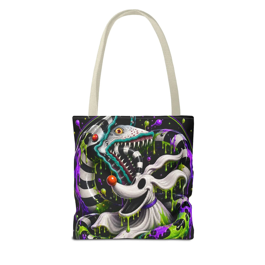 Ghostly sandworm and zero Horror Tote Bag – Neon Art Printify