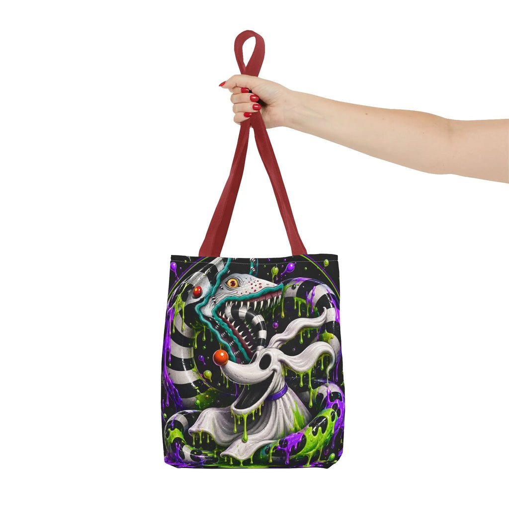 Ghostly sandworm and zero Horror Tote Bag – Neon Art Printify