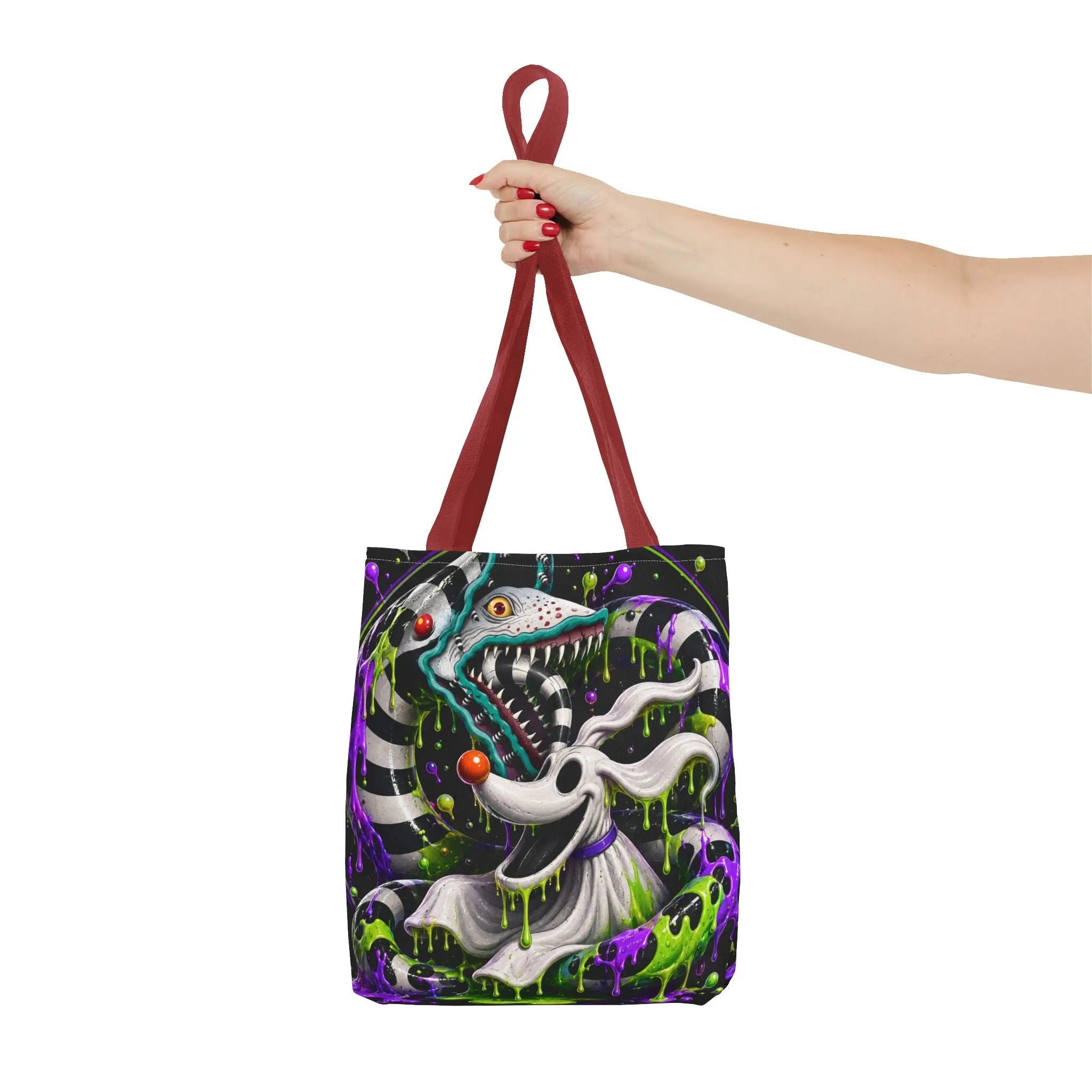 Ghostly sandworm and zero Horror Tote Bag – Neon Art Printify