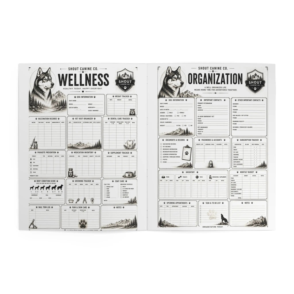 SHOUT Canine Co. Dog Care & Training Log Printify