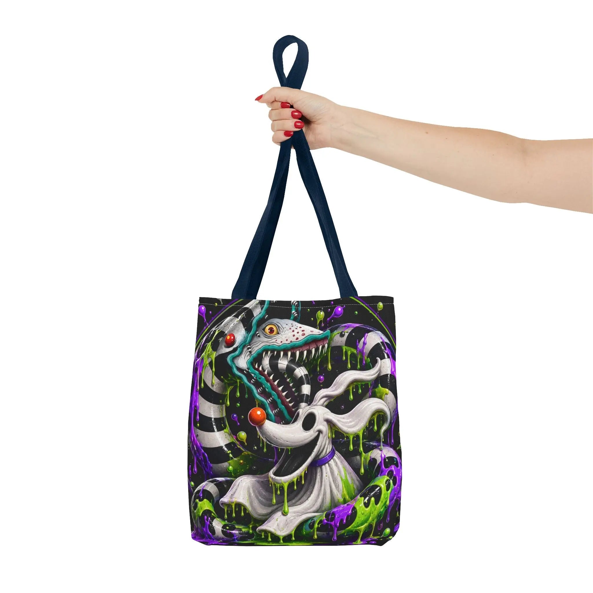Ghostly sandworm and zero Horror Tote Bag – Neon Art Printify