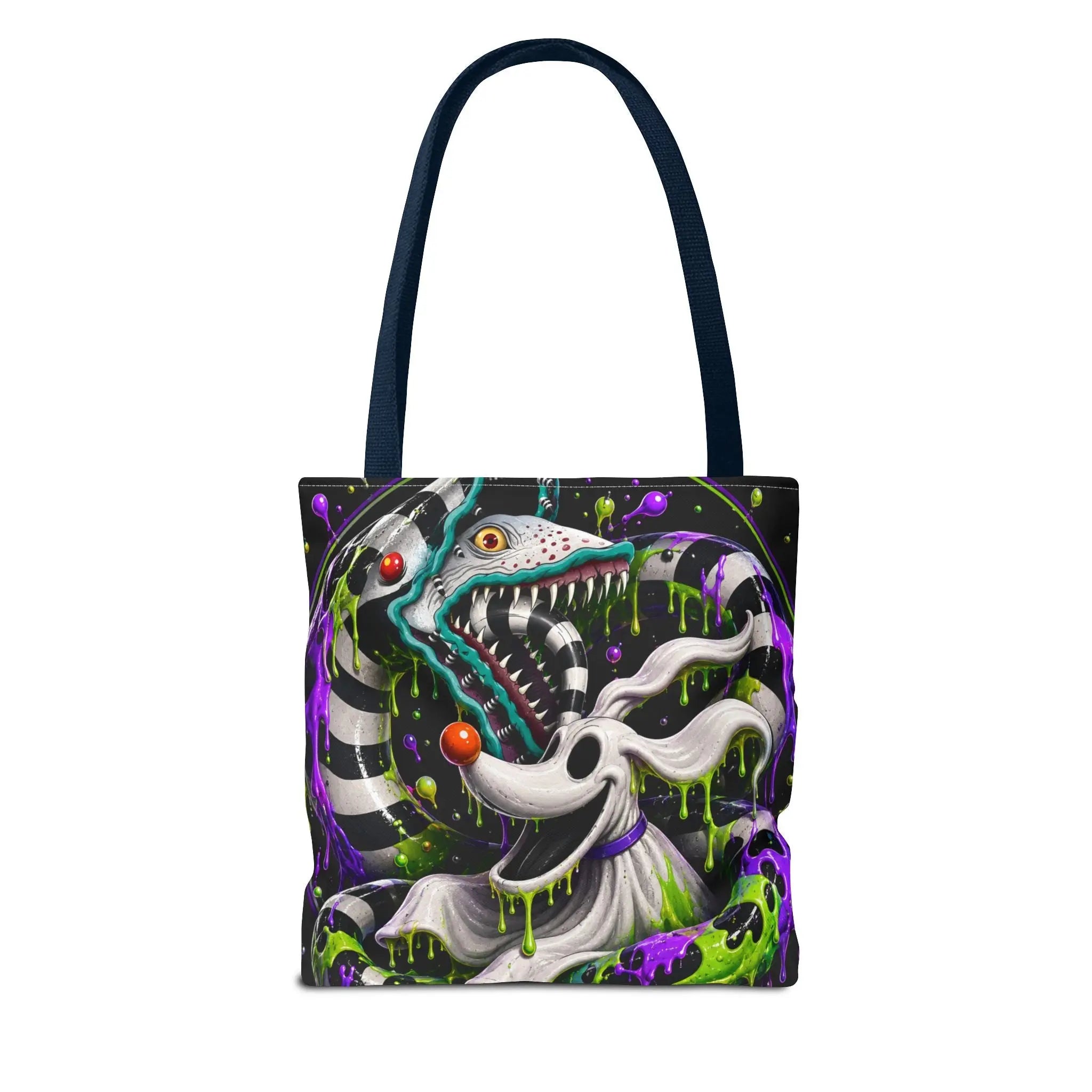 Ghostly sandworm and zero Horror Tote Bag – Neon Art Printify