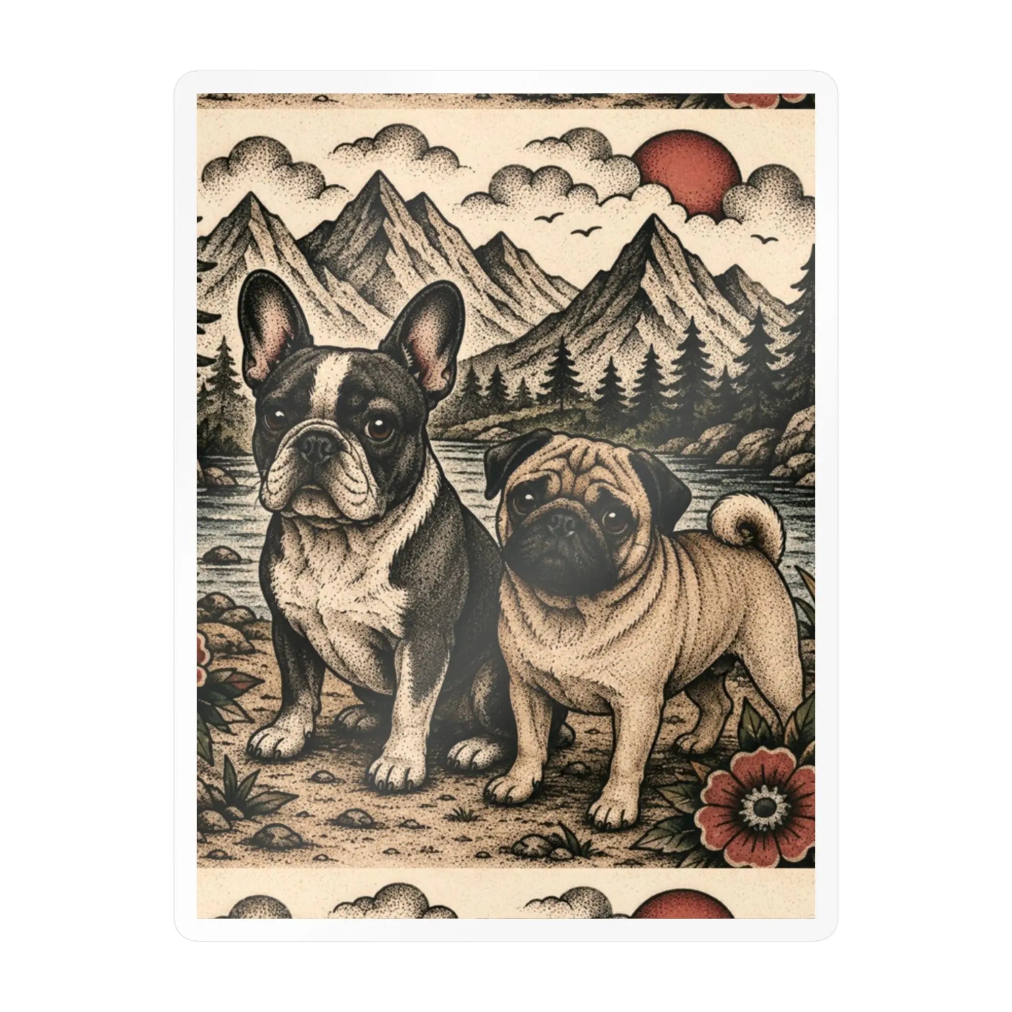 Pug and French Bulldog Vinyl Decals Printify