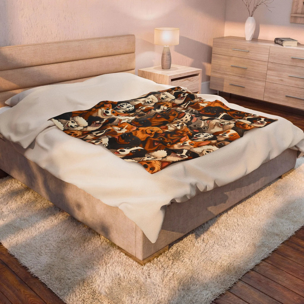 Different breed dog blanket fun cartoon art Printify