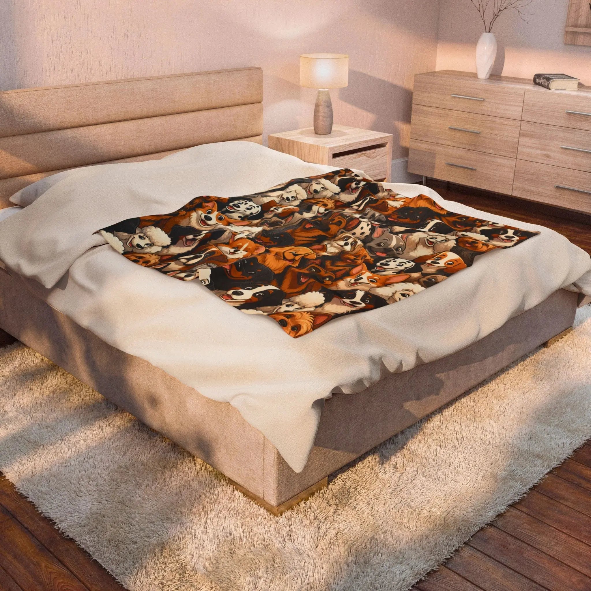 Different breed dog blanket fun cartoon art Printify