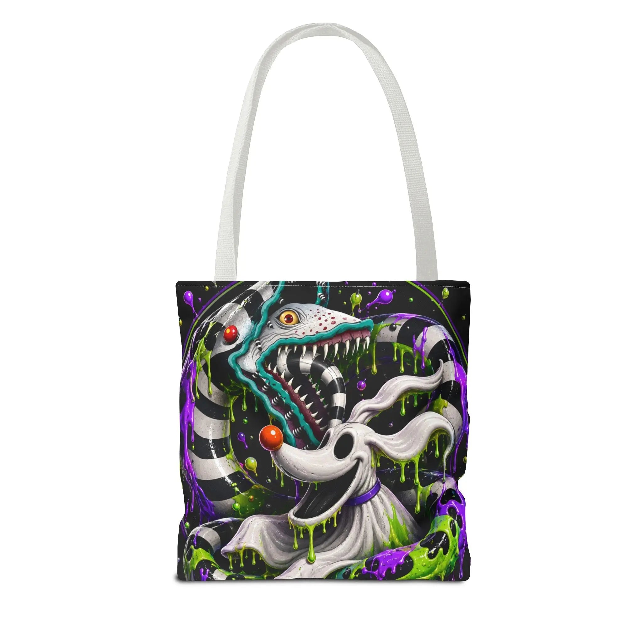 Ghostly sandworm and zero Horror Tote Bag – Neon Art Printify