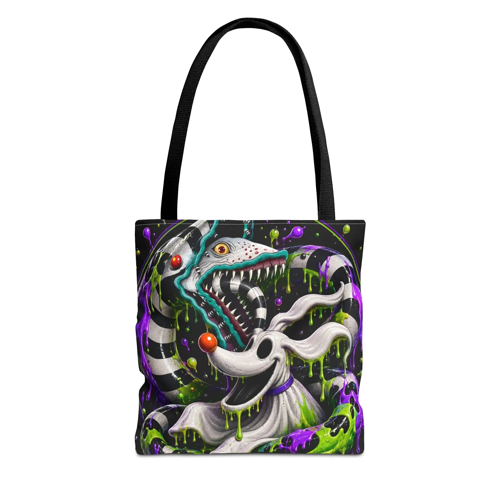 Ghostly sandworm and zero Horror Tote Bag – Neon Art Printify
