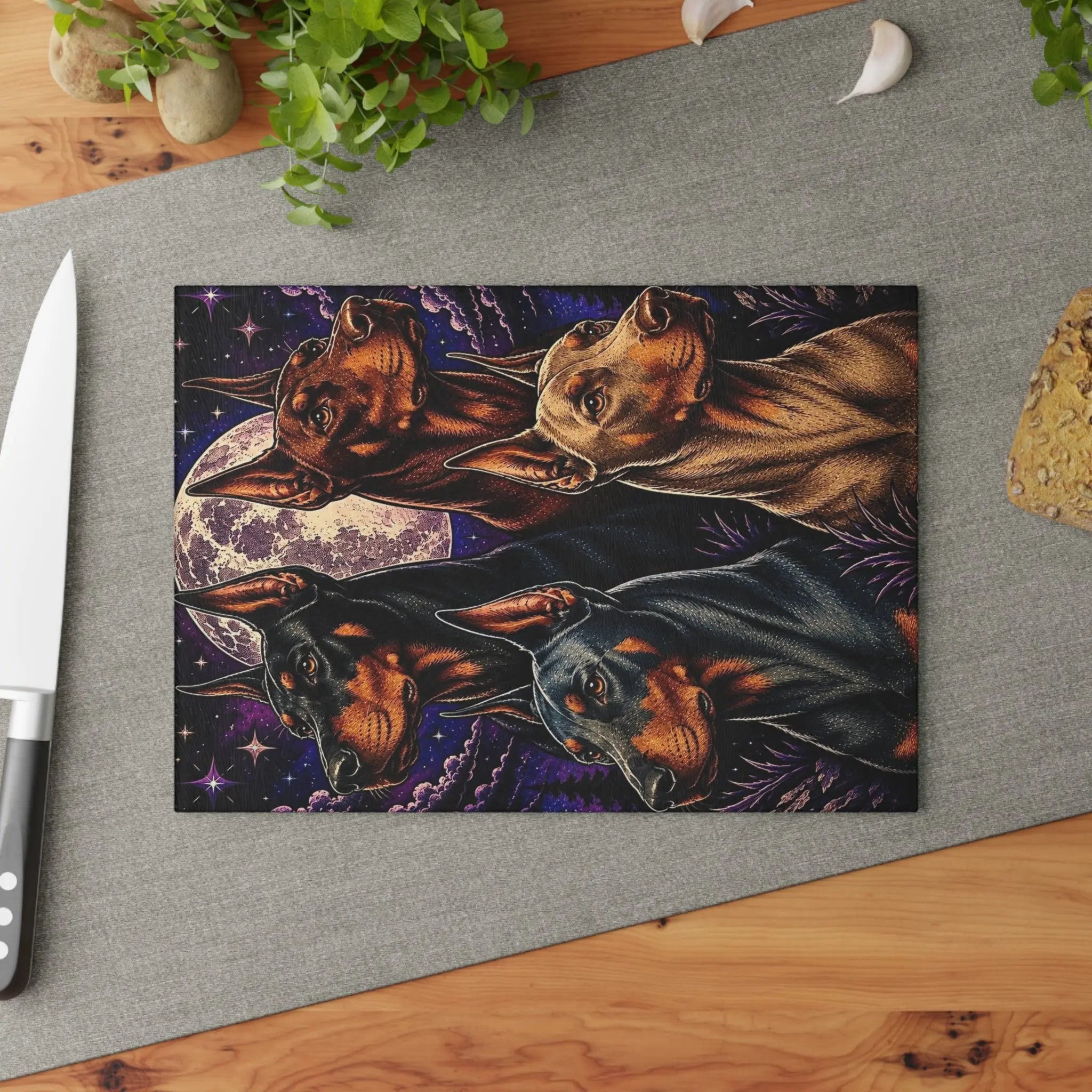 Glass Cutting Board Doberman Printify
