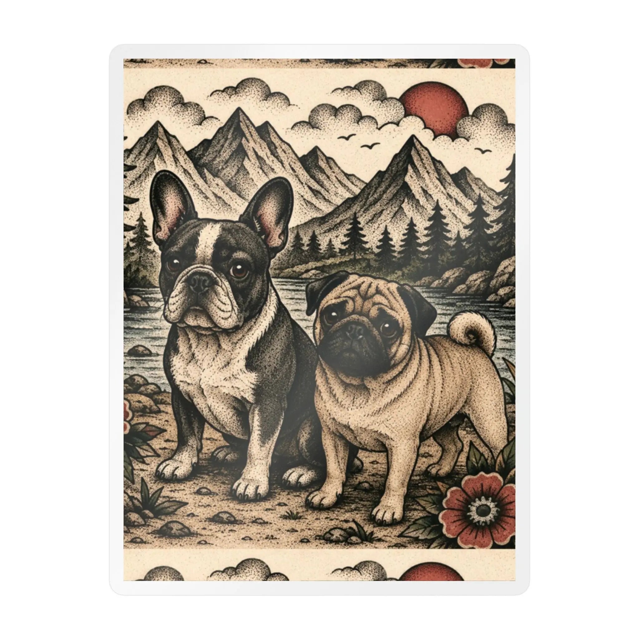 Pug and French Bulldog Vinyl Decals Printify