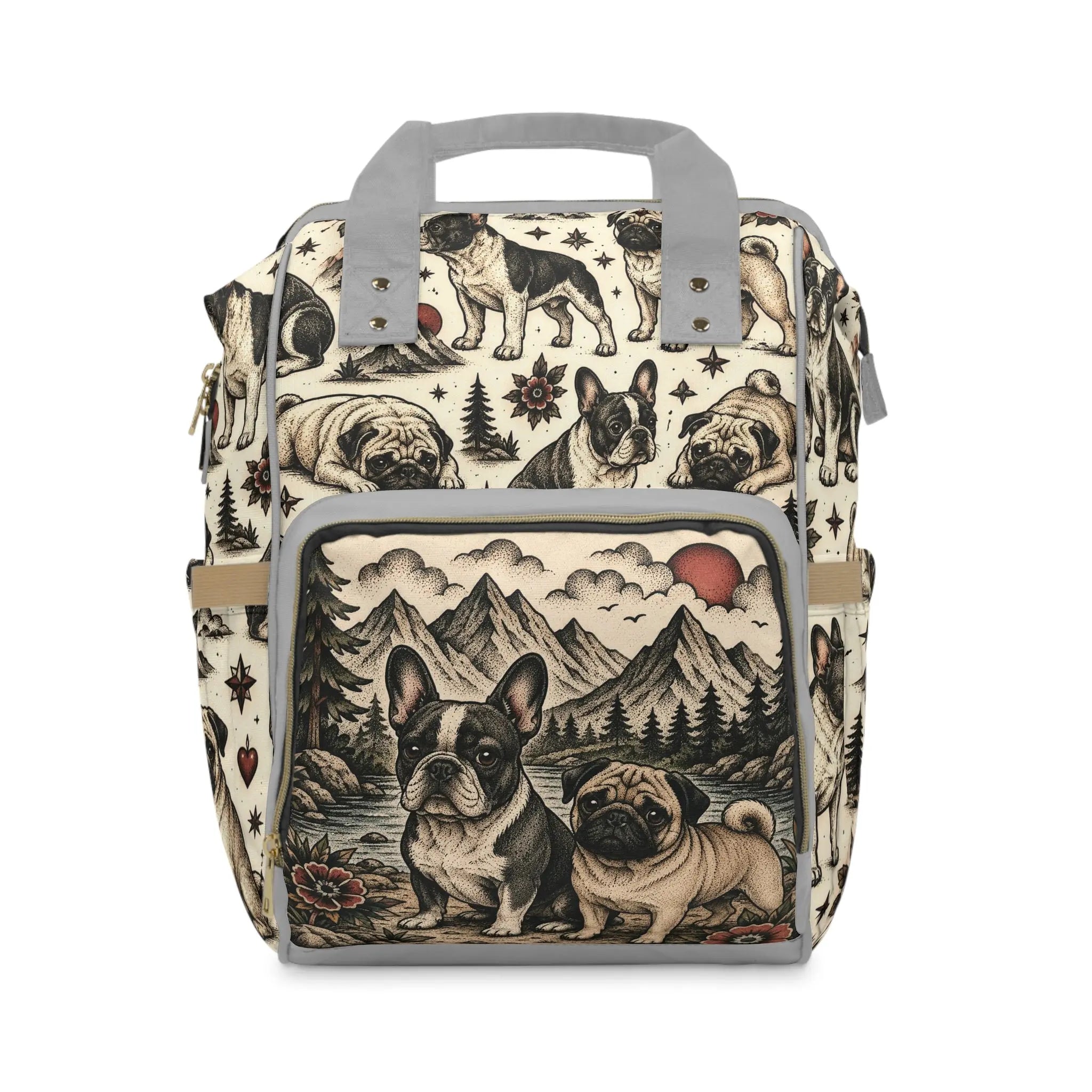 Multifunctional pug and French bulldog  Backpack Printify