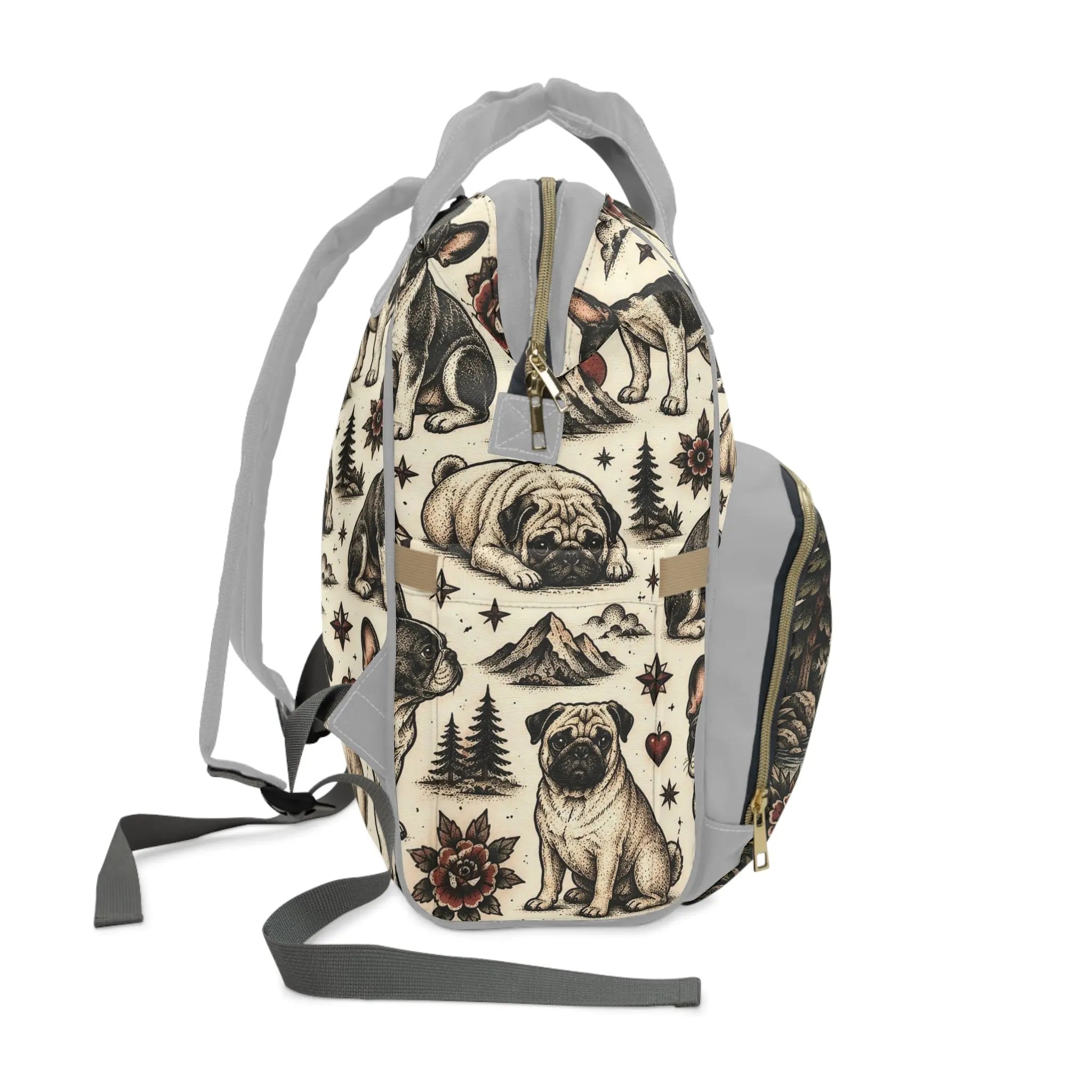 Multifunctional pug and French bulldog  Backpack Printify