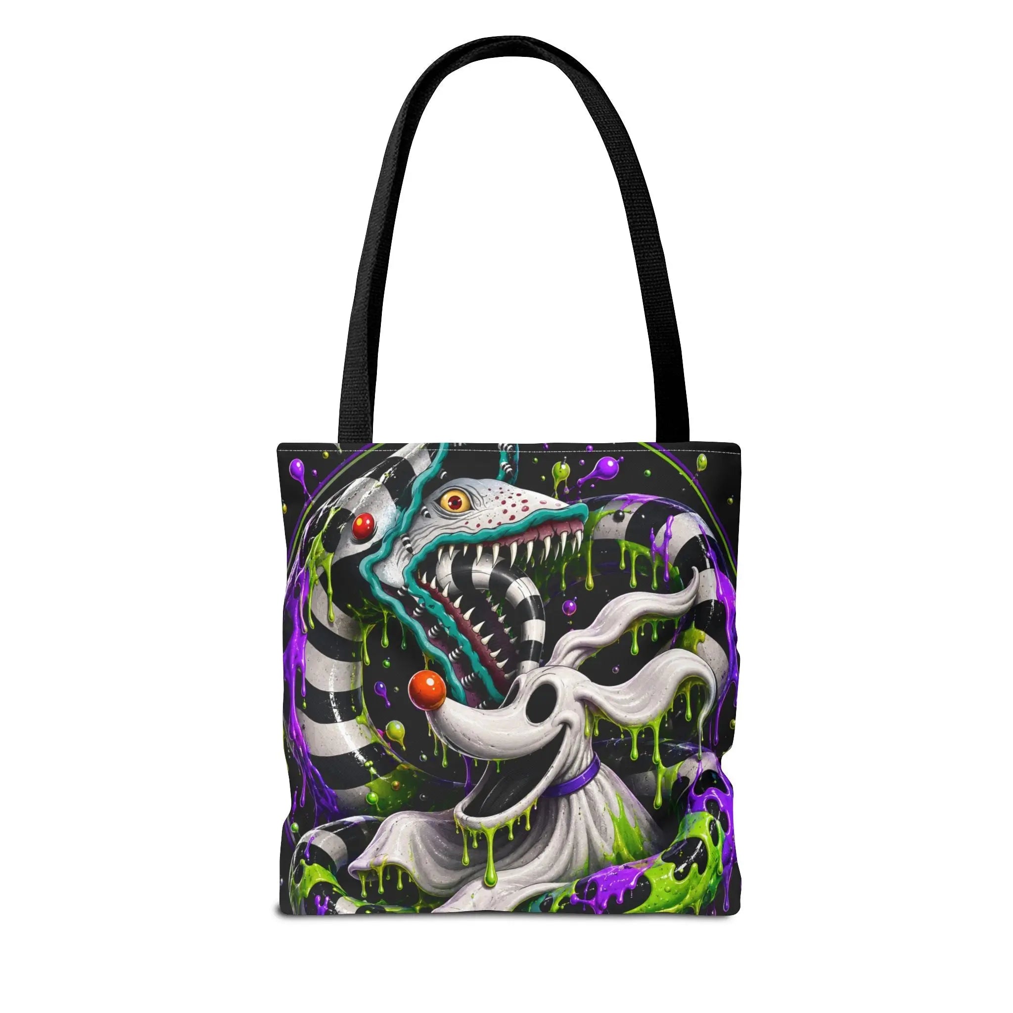 Ghostly sandworm and zero Horror Tote Bag – Neon Art Printify