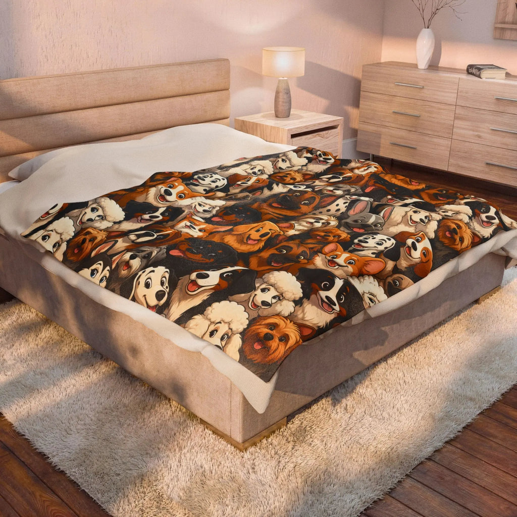Different breed dog blanket fun cartoon art Printify