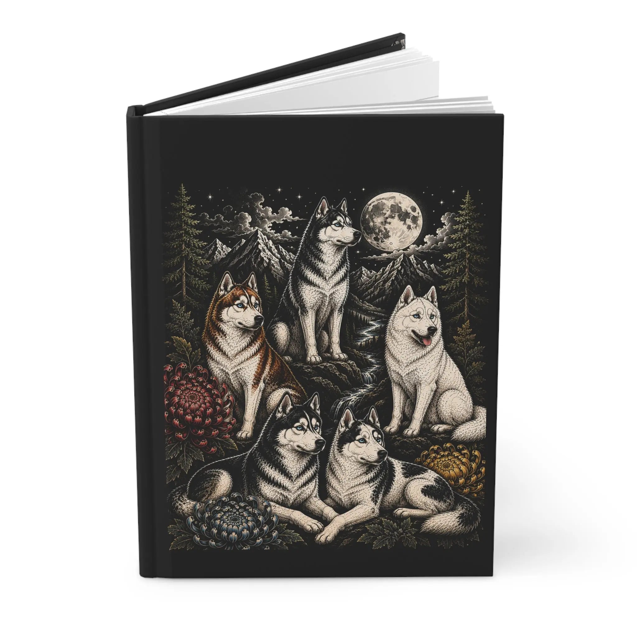 Hardcover Journal huskies Printify
